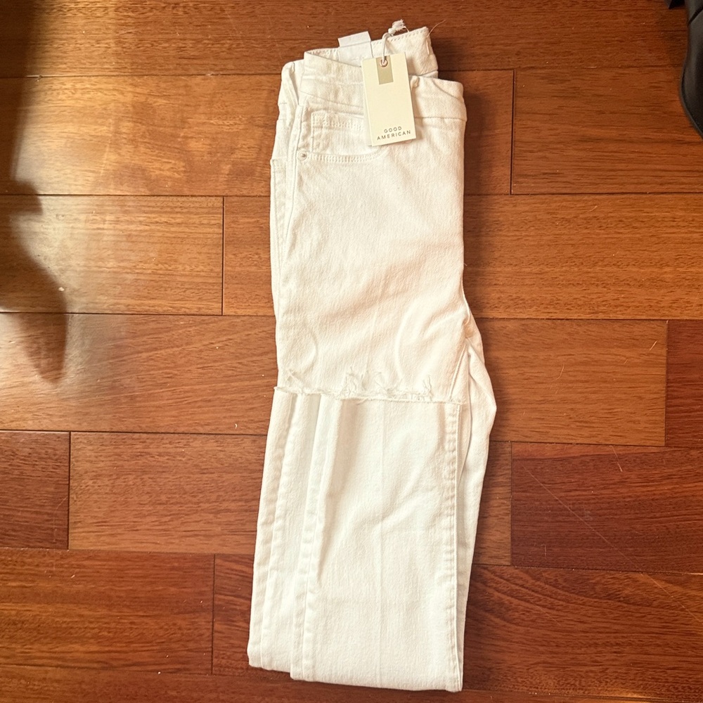 Good American Straight-Leg White Jeans